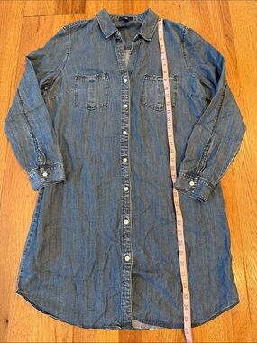 Gap Outlet Chambray Shirt Dress Medium Lyocell Cotton Button Front
